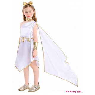 Mg-hy Lạp Nữ Thần Trang Phục Cho Bé Gái Cao Quý Toga Đầm Băng Đô Choker Cánh Tay Bộ Tay Cho Halloween
