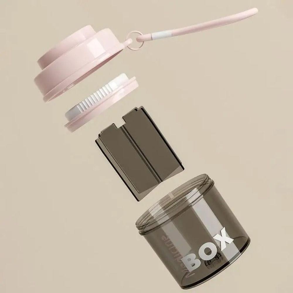 SNUGHOUSE Pill, Hộp đựng thuốc có dây buộc cửa sổ trực quan, có thể xoay được có nắp hộp đựng thuốc