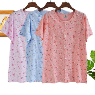 ✨【火爆热卖中ing】Áo Cardigan Cotton Nguyên Chất Nữ Tay Ngắn Trung Niên Người Cao Tuổi Mở Áo Cặp Mở Nửa Tay Top Mẹ Cotton Bộ Đồ Ngủ Không Khí-