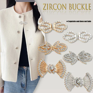 Handmade DIY Kim Loại Zircon Khóa Đĩa Cài Đặt Đơn Giản Khóa Thời Trang Áo Gió Nút Quần Áo Phụ Kiện