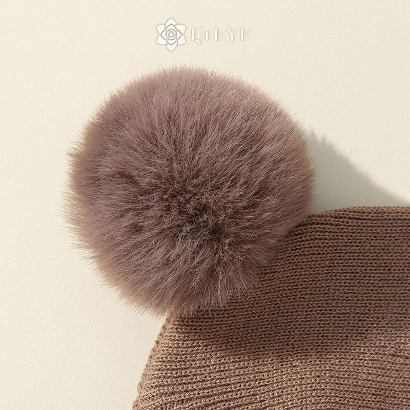Qrhyk Mũ Mùa Đông Dễ Thương Màu Len Dệt Kim Bonnet Bebe Bé Sơ Sinh Mũ Pompom Cho Trẻ Em Bé Trai Bé Gái Trẻ Em Mũ Ấm Mới