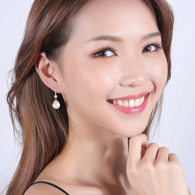 Urmylady Bạc 925 Pha Lê Sang Trọng Zircon Bông Tai Ngọc Trai Quyến Rũ Cho Nữ Trang Sức