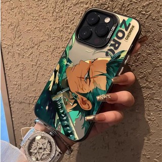 Ốp Điện Thoại Anime One Piece Zoro Cho OPPO Reno 12 Pro 5G 11F 12F A3X A78 A5 A9 2020 Realme 12 13 Pro Plus C63 7i Ốp Lưng Laser Cao Cấp IMD Matte Armor Chống Sốc Acrylic Cứng