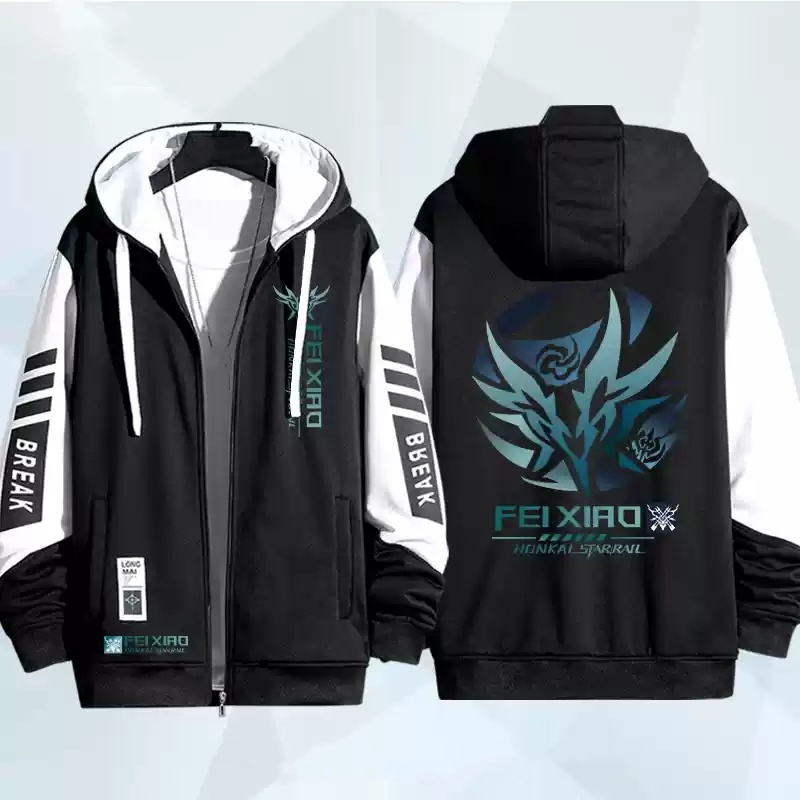 Siy7 Honkai Star Rail Feixiao áo khoác dây kéo Áo khoác cardigan áo len Unisex dài tay Top Cosplay