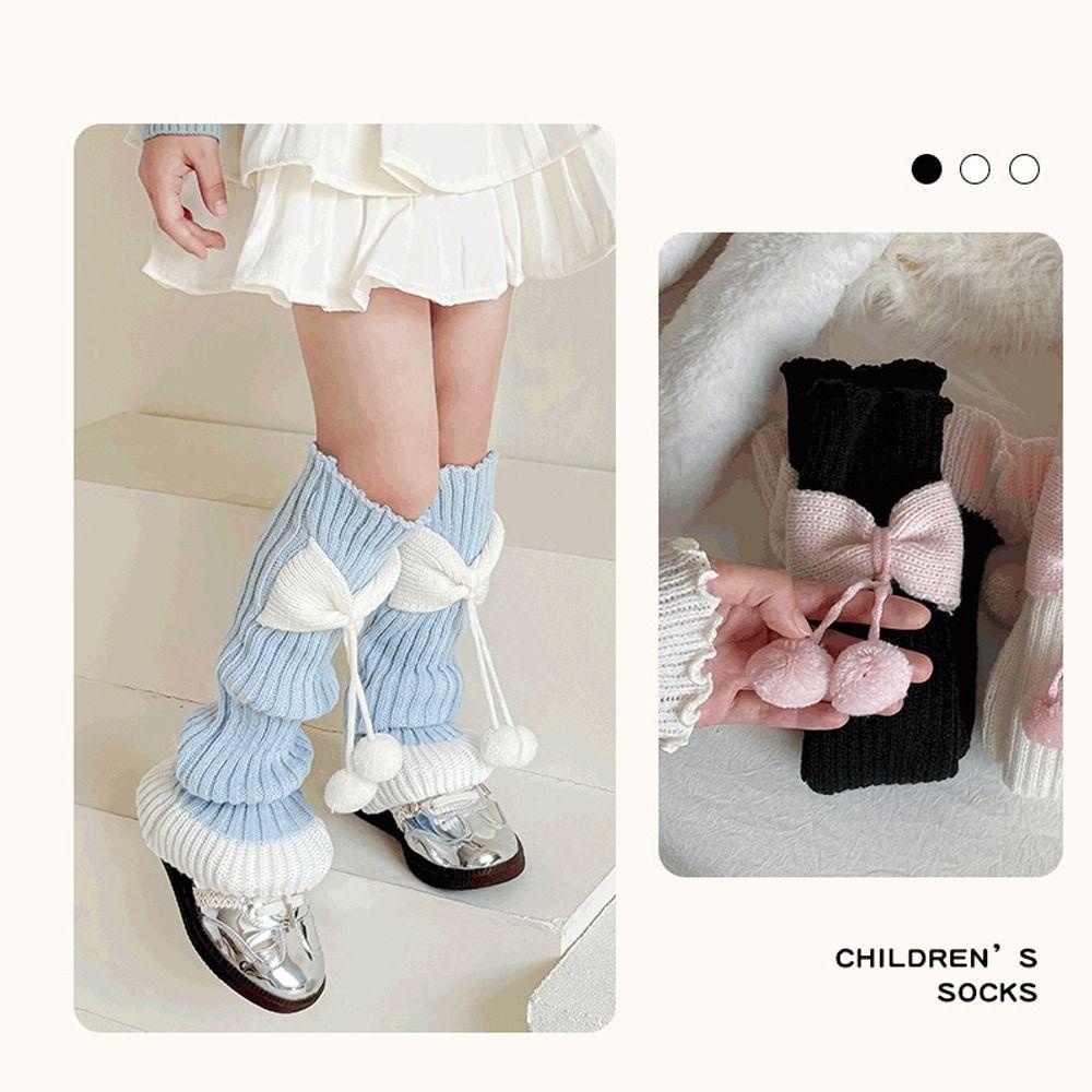 Tất giữ ấm chân GUSTAVA, Nơ dệt kim ấm chân, Hàn Quốc xù bóng sang trọng tay áo trẻ em