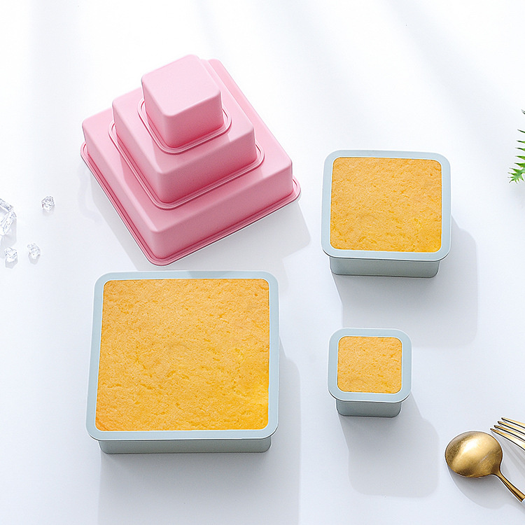 Khuôn nướng silicon ba lớp hình vuông/tròn, khuôn pizza, dụng cụ làm bánh sinh nhật