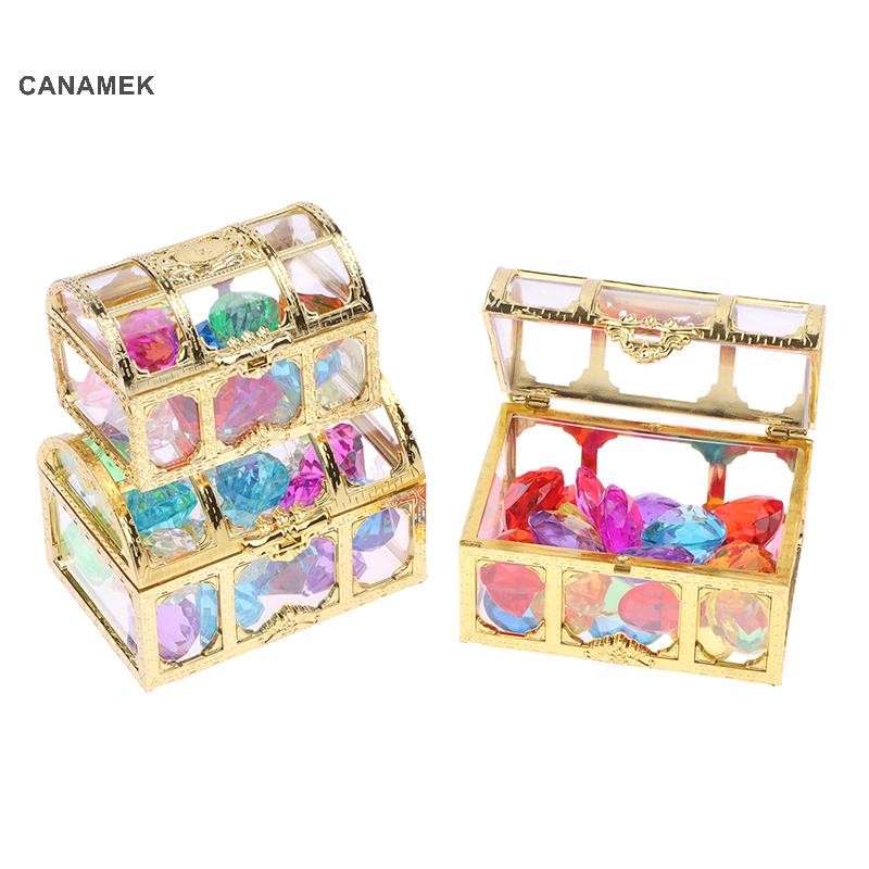Canamek 1 Bộ Trẻ Em DIY Phụ Kiện Hộp Pha Lê Kho Báu Đồ Chơi Trẻ Em Acrylic Nhiều Màu Sắc Đá Quý Lớn Nhựa Trang Sức CSF