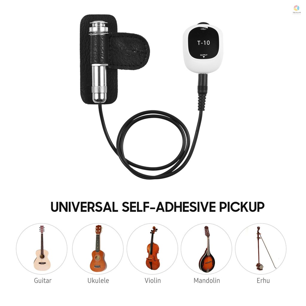 Piezo Pickup Đa Năng Không Khoan Tự Dính Pick-up Giao Diện Âm Thanh 6.5 Mm Cho Loa, Bán Đa Năng Cho Đàn Guitar Ukulele Violin Mandolin Banjo Erhu Guzheng Pipa