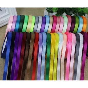 Ruy băng lụa vải satin 1cm làm hoa, nơ, gói quà trang trí giáng sinh cuộn FE123