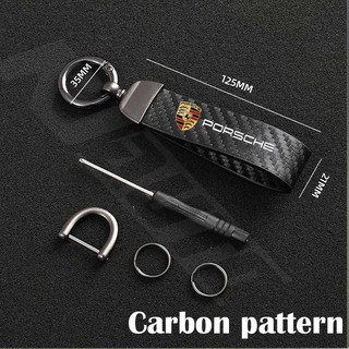 Porsche Móc chìa khóa da lộn/da carbon cho Carrera, GTS, Turbo, Macan, Cayenne, Cayman, 718 Boxster, 911, Panamera