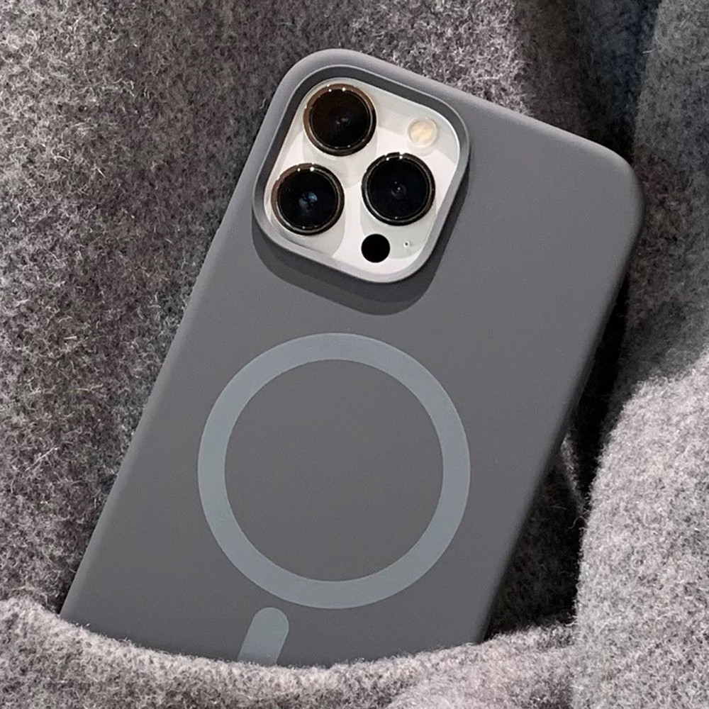 Ốp điện thoại silicon lỏng từ tính màu trắng cổ cho iPhone 17 Pro Max 16 Plus 15 14 13 Vỏ bảo vệ chống sốc