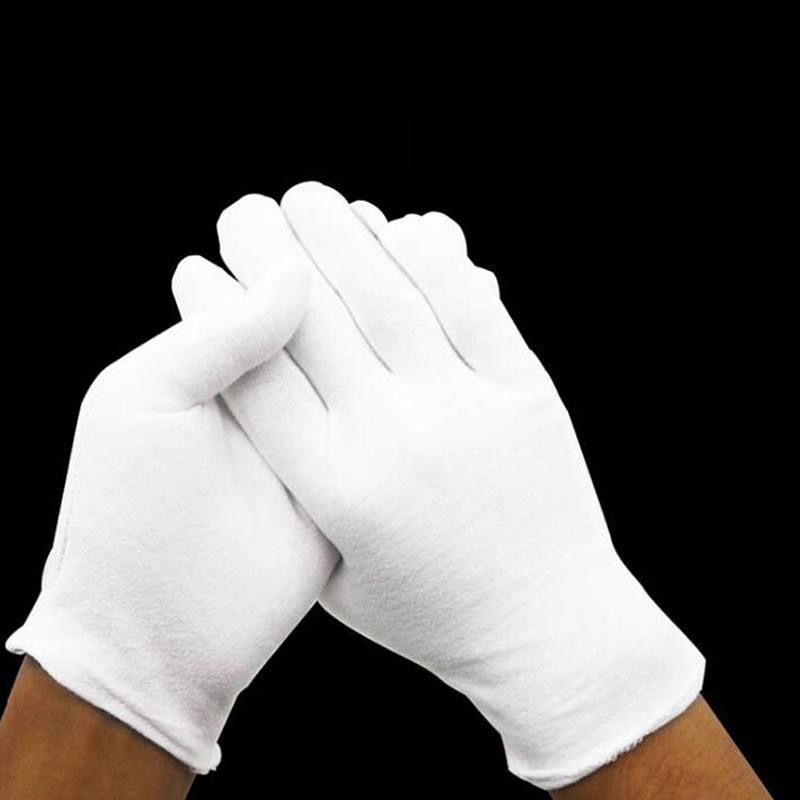 Tmoy Găng tay cotton kiểm tra trắng nhẹ làm việc co giãn cao cho trang sức đồng xu TCS