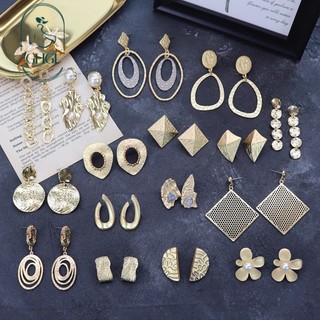 Ghgl❤️Châu Âu Mỹ Độc Đáo Pháp Bông Tai Vàng Nữ Phóng Đại Influencer Kim Loại Đơn Giản Bông Tai Cao Cấp Retro Sang Trọng Bông Tai