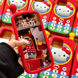 Mèo Kitty Dễ Thương Màu Đỏ Cho IPhone 16 15 12 13 14 Pro Max Phim Hoạt Hình Kitty Ốp Lưng Điện Thoại Cảm Ứng Sáng Tạo Vỏ Mềm