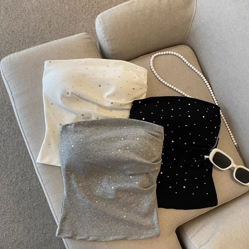Hot Kim Cương Đệm Ống Top Camisole Nữ Áo Ngắn