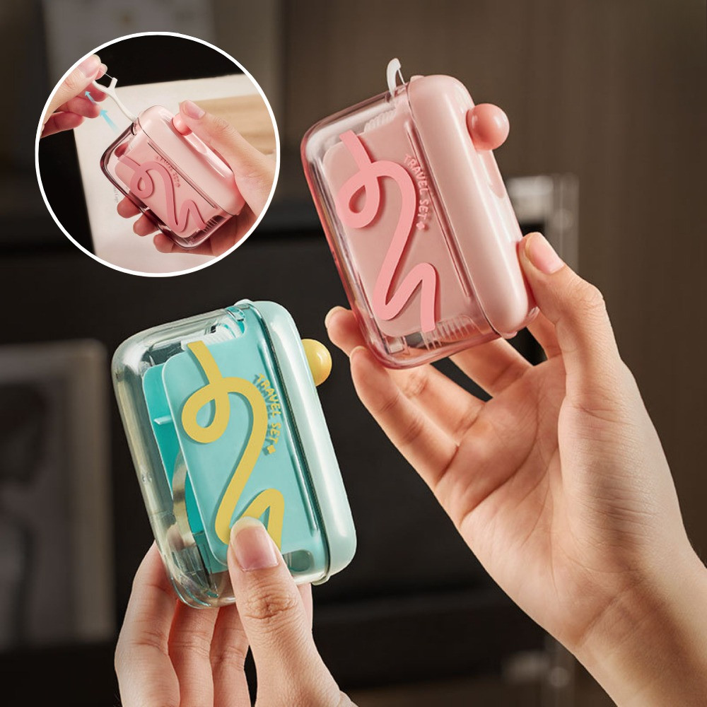 Hộp Đựng Tăm Chỉ Nha Khoa Mini Có Nút Nhấn Lấy Tăm Dễ Dàng Dinohome, Bỏ Túi Nhỏ Gọn Chống Nước Bụi Bẩn