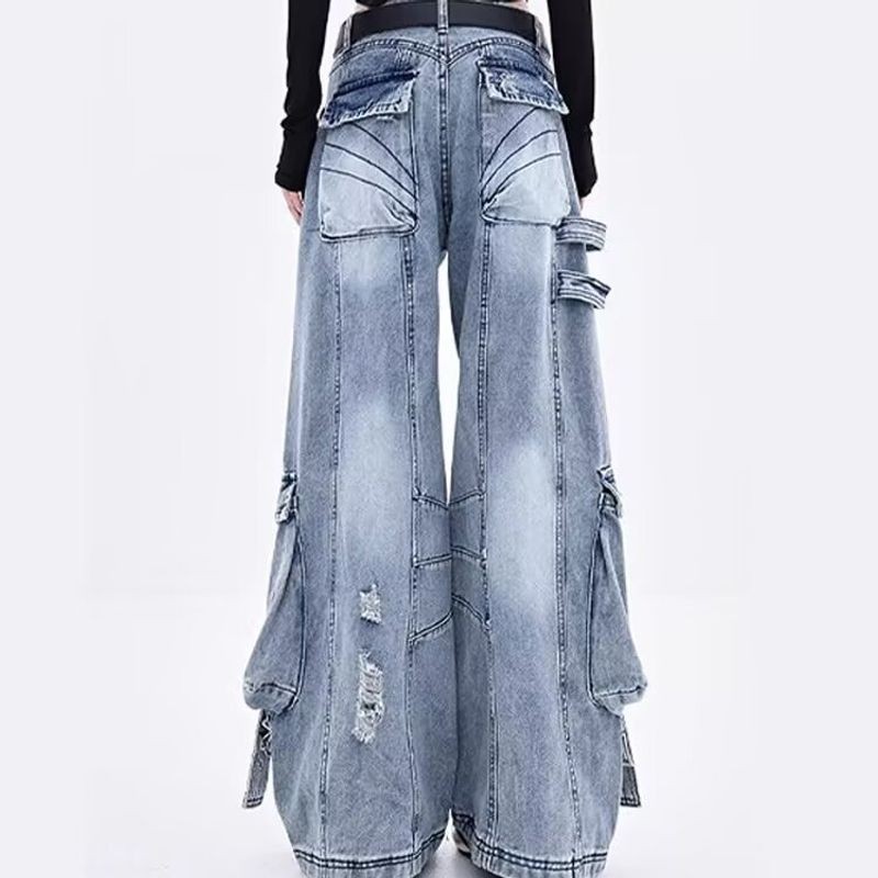 Quần denim độc đáo có dây buộc cho nữ, thời trang và thoải mái
