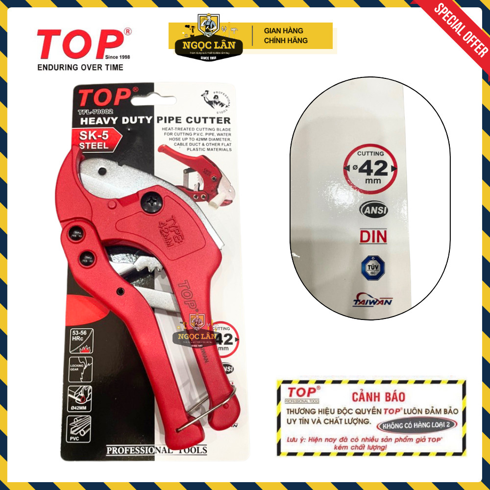 [Chính hãng TOP] Kéo Cắt Ống, Dao Cắt Ống Nhựa PVC TOP 42mm thép SK5 Hàng Đài Loan Cao Cấp