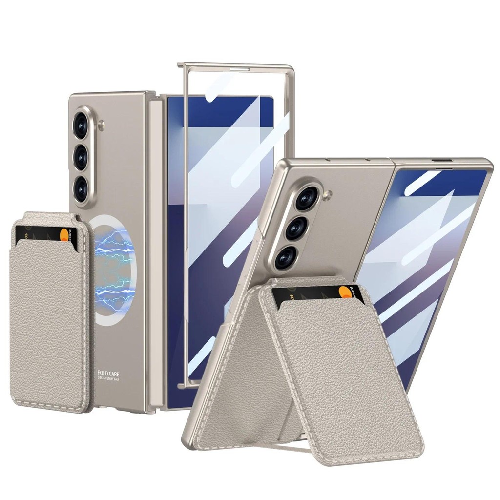 Ốp Điện Thoại Giá Đỡ Thẻ Có Thể Tháo Rời Cho Samsung Galaxy Z Fold 7 6 Fold7 Fold6 Có Vỏ Bảo Vệ Phim Cường Lực
