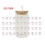 Nhãn dán chuyển BORAGETE UV DTF, Nơ Chủ đề Kính bọc, Đề can cốc chống nước mịn màng hoạt hình để trang trí cốc