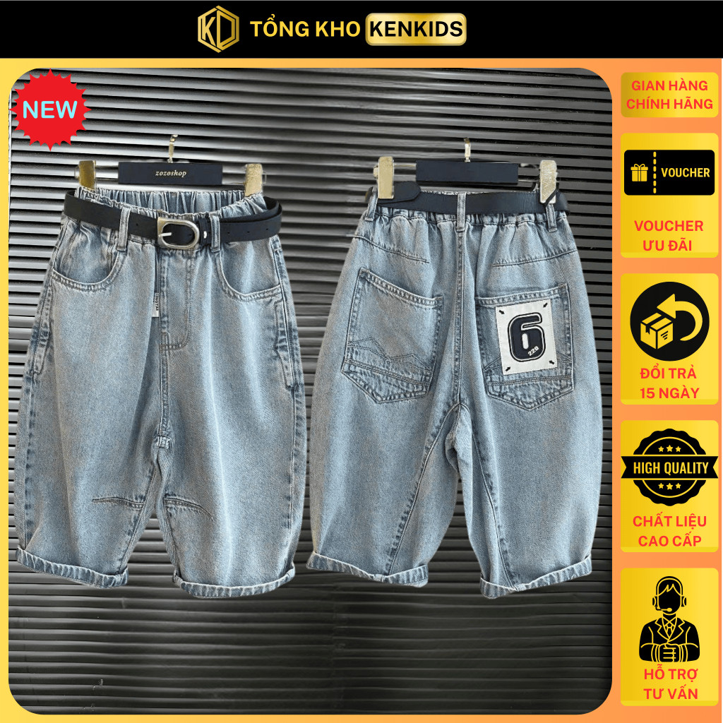 Quần Jean Ngố, Quần Bò Cho Bé Trai 17-60kg Số 6, Vải Jean Dày Dặn Cao Cấp [KQ07]