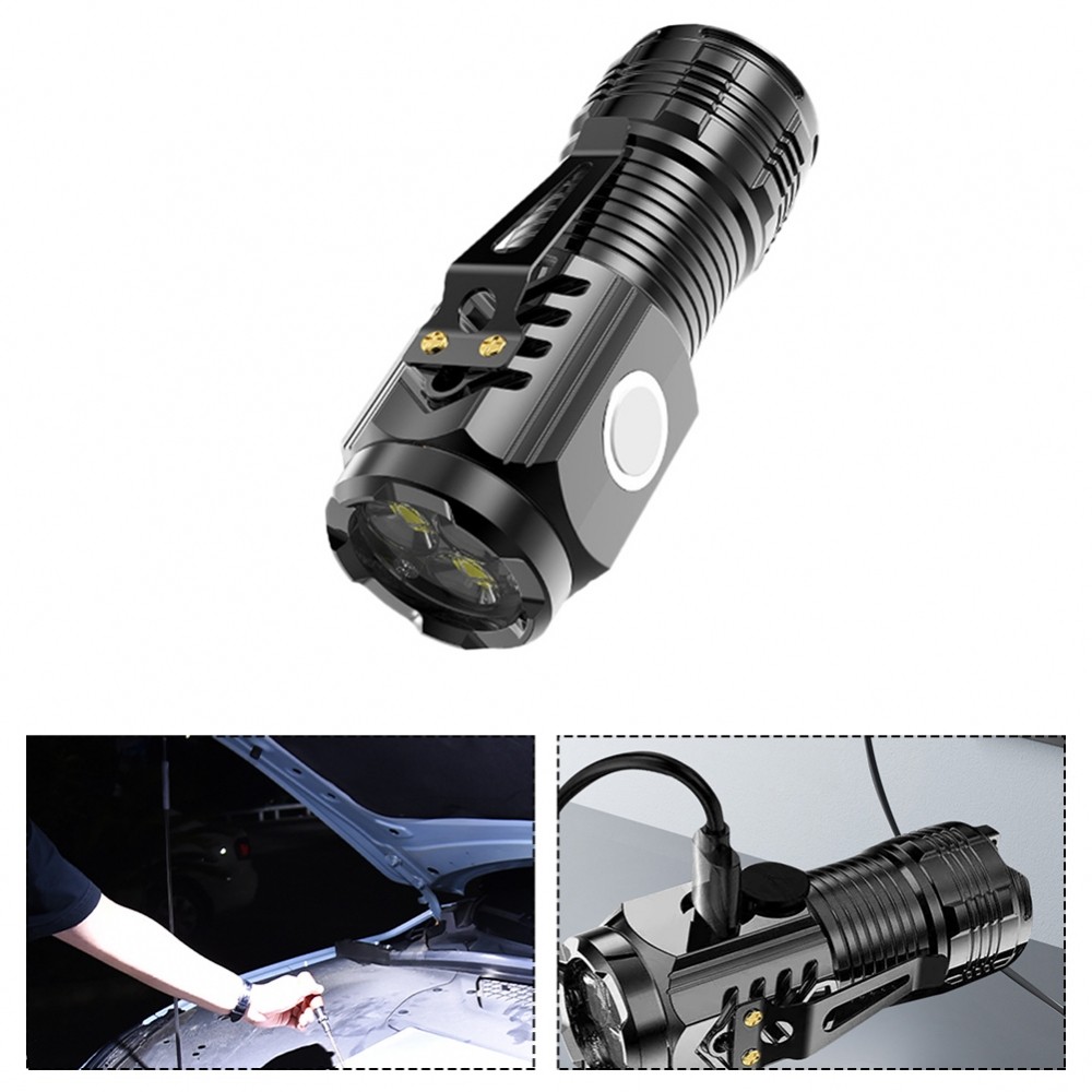 {WELV}Mini USB LED Flashlight 3 Core for Outdoor For fishing and Camping Use