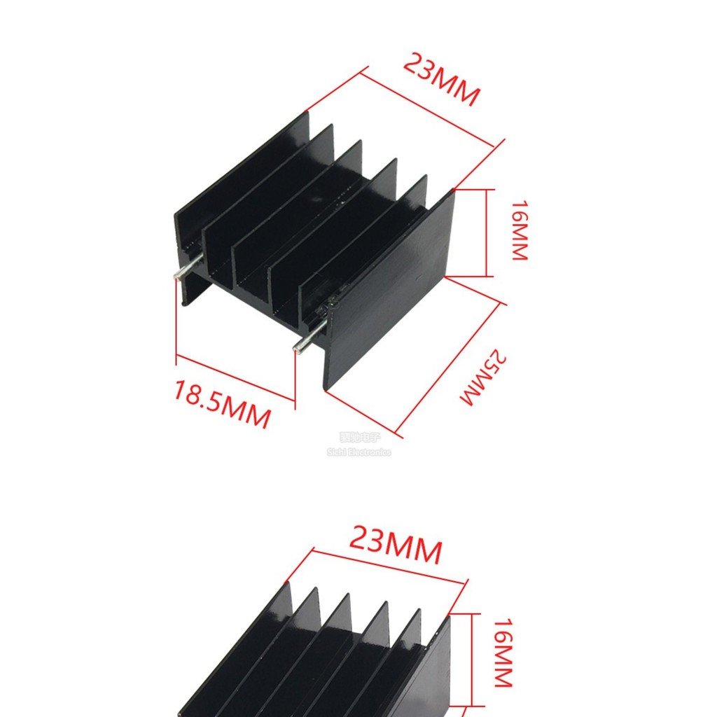 Bộ tản nhiệt 23 * 16 * 25mm 23 * 16 * 30 với kim đen TDA7294 / L298, v.v. IC Bộ tản nhiệt chuyên dụng