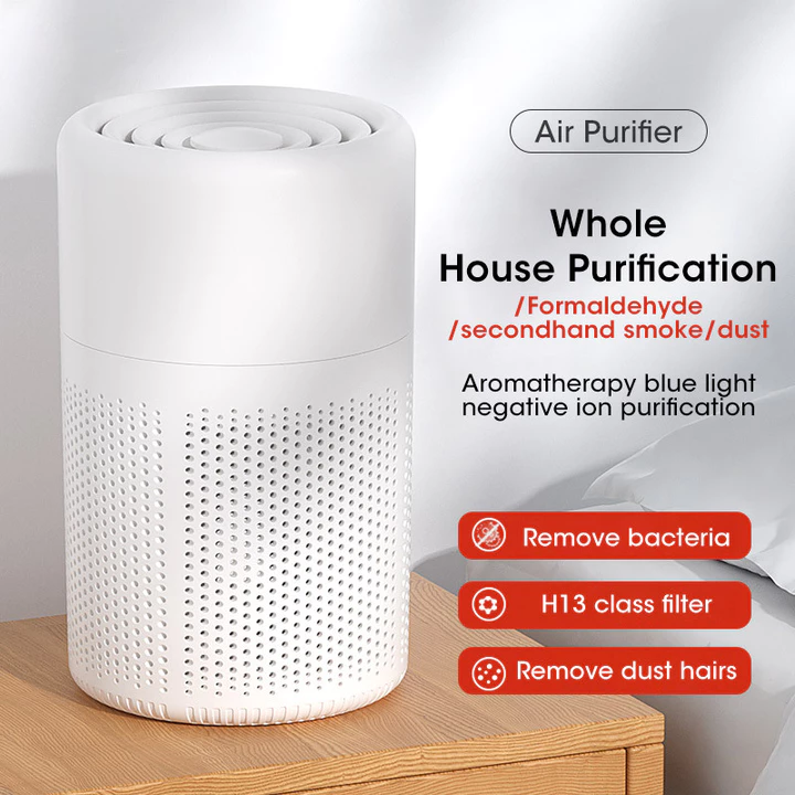 Máy lọc không khí để bàn Mini HEPA Lọc không khí tinh khiết với hương thơm Máy lọc Ion âm