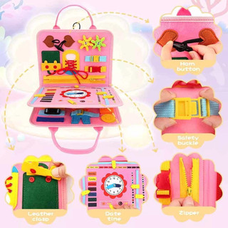 Montessori Sensory Toys For Toddler ,Busy Board Kid Basic Life Skills Toys Early Learning Educational Toys Busy Book Quiet Book Toddlers Buckle Training