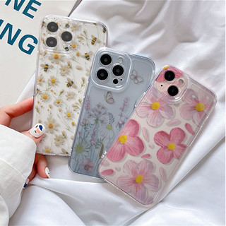 Tranh Sơn Dầu Ong Mật Hoa Ốp Lưng Điện Thoại iPhone 12 13 14 Pro Max Plus Mini cover Y2K Mềm Trong Suốt Silicon Chống Sốc
