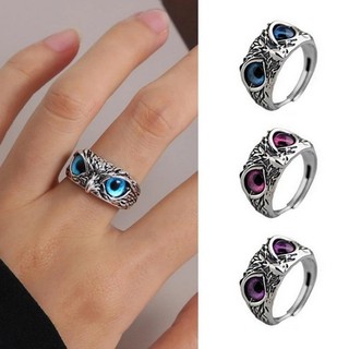Nhẫn thời trang retro mắt cú, dễ điều chỉnh, bền màu - Phụ kiện trang sức nữ