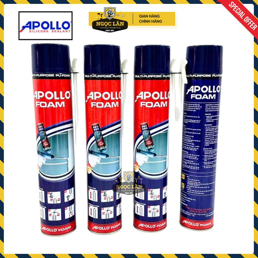 [Thùng 12 chai chính hãng] Keo bọt nở Apollo Foam 750ml kết dính mạnh, cách âm, cách nhiệt