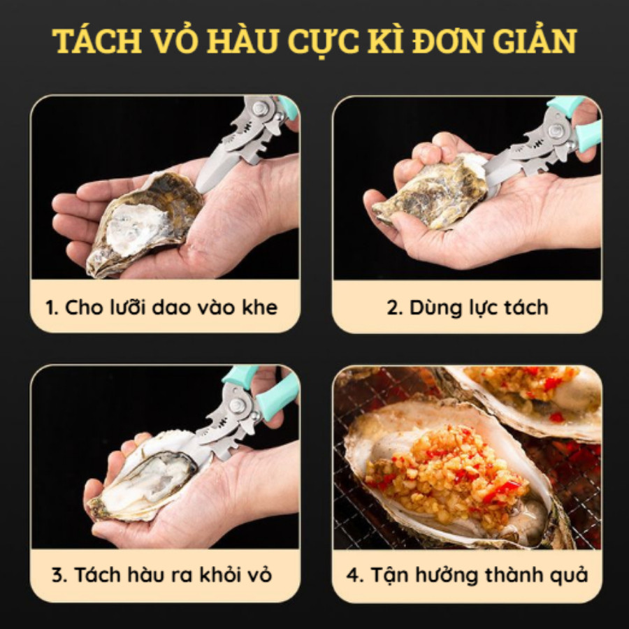 Kìm Tách Hàu Cắt Đuôi Ốc Thép Khôn Gỉ Đa Năng Mở Nắp Bia