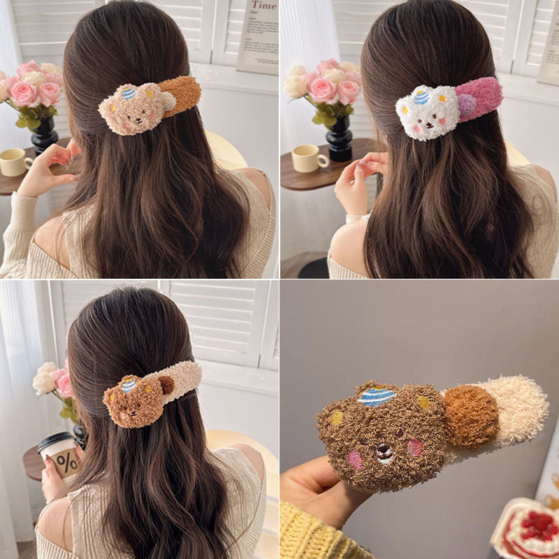 Kẹp tóc gấu mỏ vịt dễ thương, sang trọng - Phụ kiện tóc không để lại dấu vết