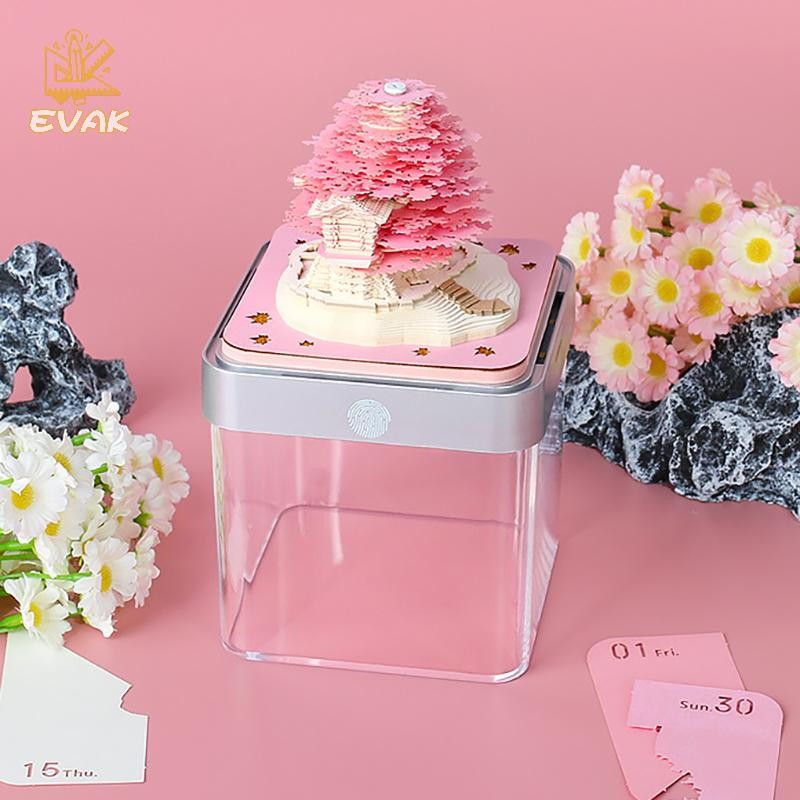 Alittlesetrtu Lịch Thời Gian 2026 Lịch Để Bàn Có Đèn LED Lịch 3D Xé Khắc Giấy Nghệ Thuật Pad Notepad Quà Tặng Giáng Sinh Trang Trí Máy Tính Để Bàn VN