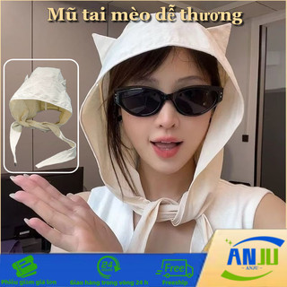 Mũ chống nắng tai mèo dễ thương - Thiết Kế Hood Mỏng Nhẹ, XNhanh Khô, Thoáng Khí