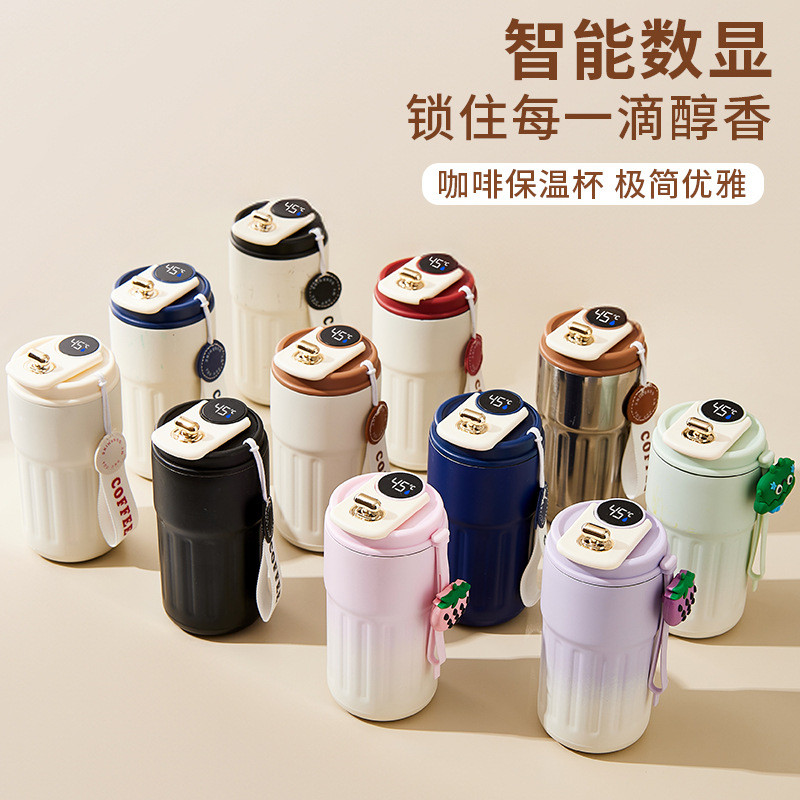 450ML Mới Thông Minh Hiển Thị Nhiệt Độ 316 Thép Không Gỉ Cách Nhiệt Cốc Ins Phong Cách Cá Tính Di Động Cốc Cà Phê