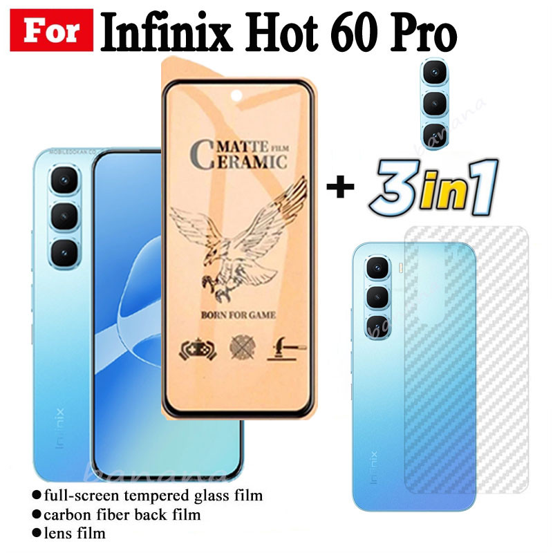 Kính cường lực gốm 3 TRONG 1 Infinix Hot 60 Pro cho Infinix Hot 60 Hot 60i Hot 50 Pro Hot 50i Ống kính máy ảnh Kính bảo vệ màn hình và phim mặt sau