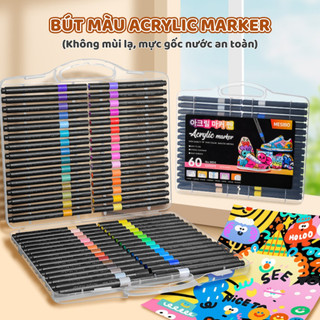 Bộ Bút Lông Màu Acrylic Chuyên Nghiệp - Bút Vẽ Acrylic Chống Nước, 12/18/24/36 Màu Tươi Sáng Đa Năng