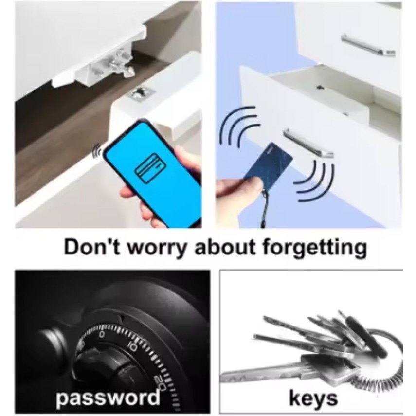 Khóa Cửa Gỗ Thông Minh Khóa Điện Tử Vô Hình Thẻ RFID NFC Mở Khóa Hộp Thư Không Cần Chìa Khóa Tủ Tủ Tủ Quần Áo Nội Thất Xông Hơi Tủ Locker