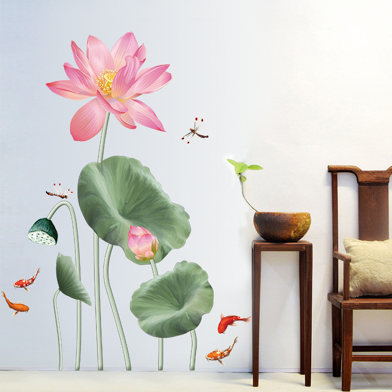 YC9010 Hoa Sen Nhỏ Rhyme Dán Tường Phòng Tivi Nền Tường Ấm Trang Trí Tường Phòng Ngủ Lối Vào Miếng Dán Tự