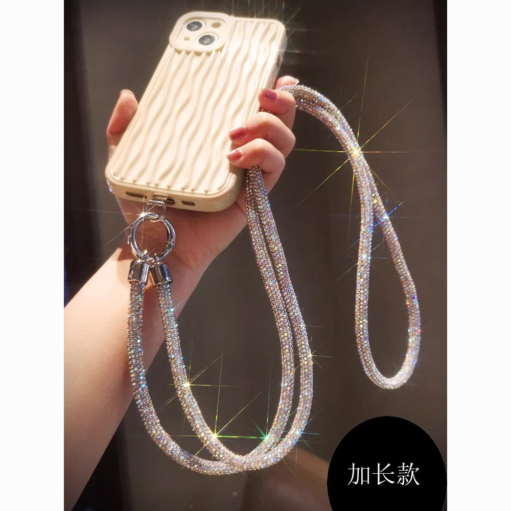Phụ Kiện Điện Thoại Di Động Móc Khóa Túi Dây Xích Túi Mặt Dây Chuyền Nhấp Nháy Kim Cương Sang Trọng Kim Cương Giả Móc Khóa Điện Thoại Di Động Dây Kim Cương Mặt Dây Chuyền Thời Trang