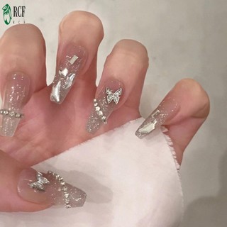 Siêu Dài Bấm Móng Tay Bướm Trang Trí Pha Lê Lâu Dài Móng Tay Nhân Tạo Cho Nữ Và Bé Gái Nail Salon Tại Nhà