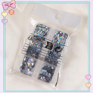 [beautifulhome] 6 Lưới Tăng Cường Móng Tay Laser Lấp Lánh Flash Họa Tiết Hình Học Trang Trí Móng Tay Charm DIY Dụng Cụ Làm Móng Tay [Làm Đẹp]