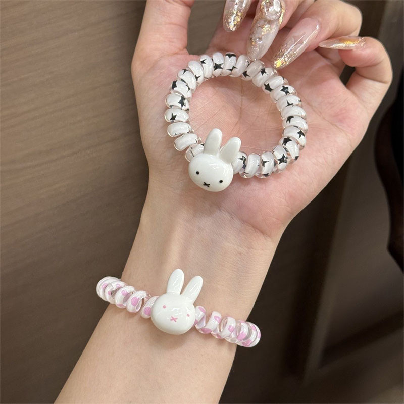Dây điện thoại tóc Miffy thỏ dễ thương, cao đàn hồi bền, phụ kiện tóc đơn giản