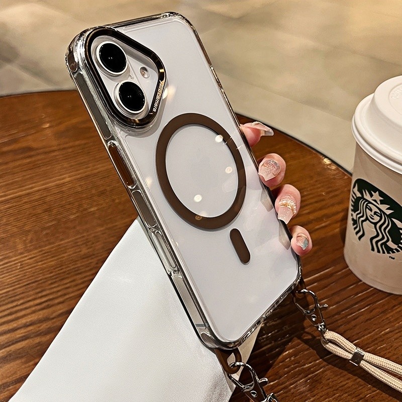 Ốp điện thoại đeo chéo từ tính chống rơi cho iPhone 16 11 12 13 14 15 pro max 15 16 plus Bảo vệ ống kính chống rơi Vỏ cứng bảo vệ điện thoại