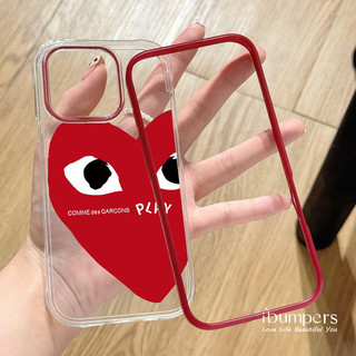ibumpers Ốp Điện Thoại iPhone COMME des GARÇONS PLAY Ốp Điện Thoại Họa Tiết Trái Tim Đỏ Cho IPhone 11 12 13 14 15 16 Pro Max Ốp Lưng Acrylic Trong Suốt Viền Màu Tinh Khiết