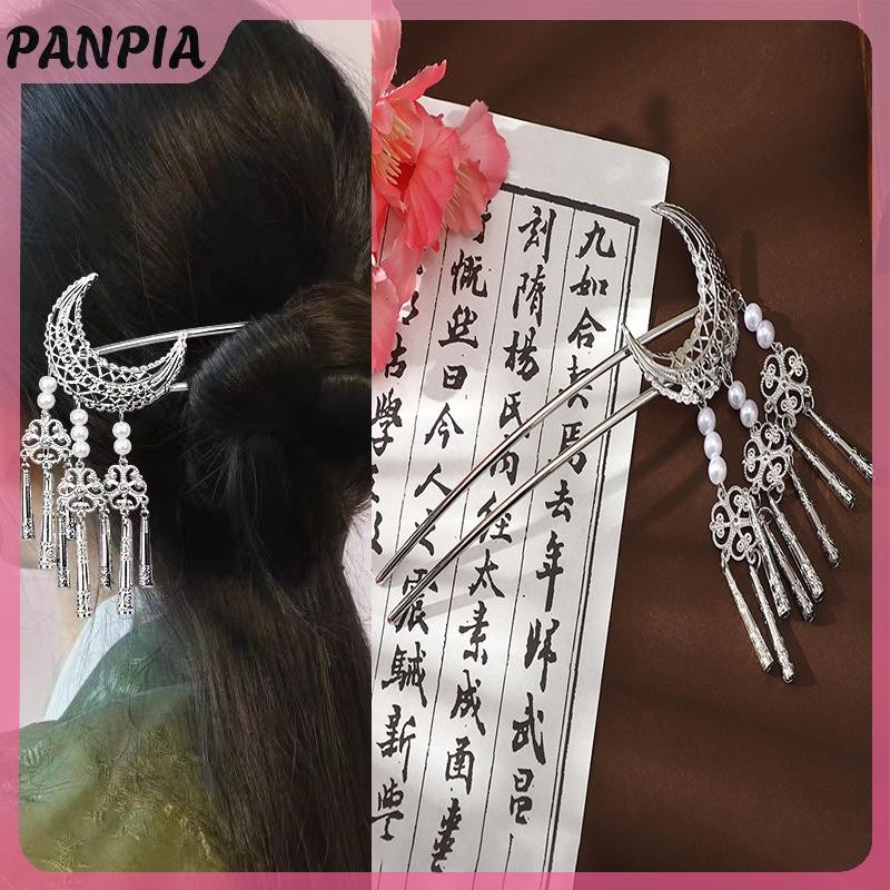 PNPIA-Ethnic Tua Rua Chuông Âm Thanh Mặt Trăng Họa Tiết Kẹp Tóc Cho Nữ Trang Sức Tóc Tối Giản Phụ Kiện
