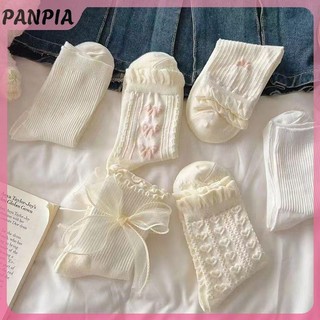 PANPIA-1 Đôi Tất Gothic Nơ Giữa Ống Preppy Phong Cách Công Chúa Tất JK Dạo Phố