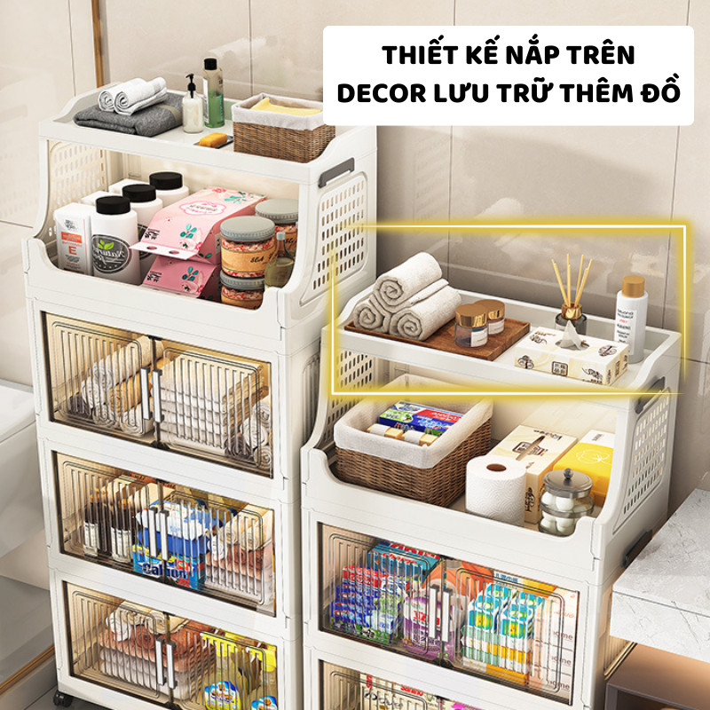 Tủ Gấp Gọn Đựng Đồ Phòng Tắm ENODA HOME, Tủ Kệ Đựng Đồ Đa Năng Nhà Tắm Có Bánh Xe Di Chuyển Tiện Lợi TUN052